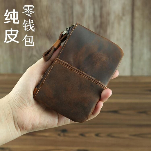 
LUOYIDE (LUOYIDE) top layer cowhide mini card bag small coupon wallet men and women retro handmade genuine leather driver's license key bag Chinese Valentine's Day black lychee pattern