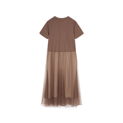 Jiangnan Buyi (JNBY) [Gleicher Stil im Einkaufszentrum] 24 Herbst- und Winter neues Kleid mit runden Nacken A-förmigen Kurzarmtemperament Elegant 5o7g15780 216/Wachsrosa Camel Farbe 216 S