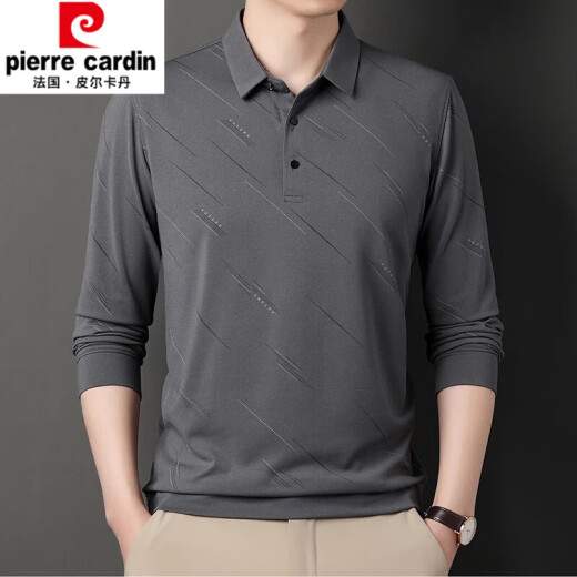 皮尔卡丹（pierre cardin）夏季冰丝t恤男士长袖2025新款中年休闲翻领薄款爸爸体恤衫 829绿色 1802XL