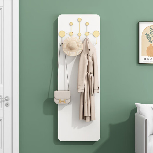 Gu und einfache massive Holzkontaktlinse Ganzkörper-Schlafzimmerspiegel Druck und Ziehen können den Wandmontiermontierter Spiegel warmes Weiß (E0 Grade Board) + Goldhaken Nicht-Mirror-Größe 120 Breite 30 cm