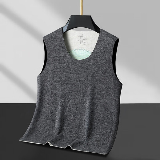 Scarecrow 2024 Men's Belly Protective Warm Vest Plus Size Sleeveless Bottoming Light Luxury Men's Soft Skin Friendly Fat Vest Navy Blue 2XL