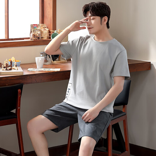 Upiece Pure Cotton Men's Pyjamas Men's Pyjamas Pyjamas et pantalon Pantalon Spring and Summer Home Vêtements à domicile Costume en deux pièces pour vêtements extérieurs 844 L [110-140Jin [Jin est égal à 0,5 kg]]]