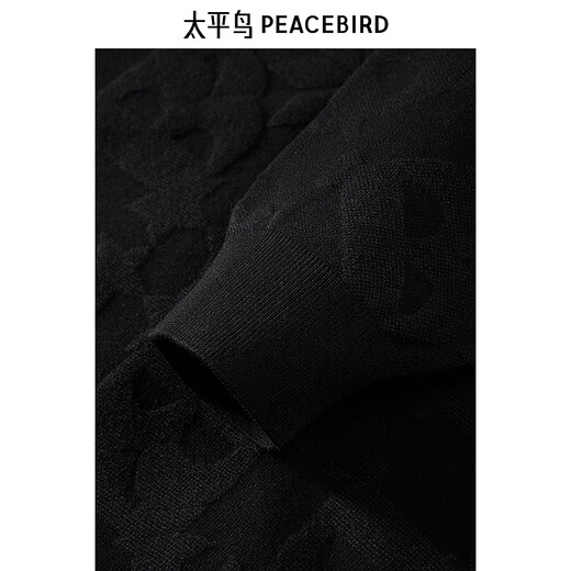 太平鸟男装 黑色针织衫潮流休闲圆领毛衣B1EBE4452 黑色1 L