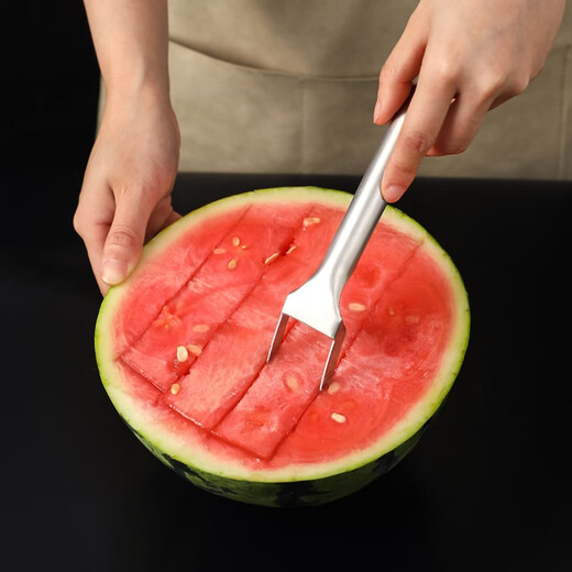 Kawashimaya (Kawashimaya) Kawashimaya stainless steel watermelon cutting artifact dicing and dicing fruit divider household special fork tool for eating melon, cutting/fork dual-purpose watermelon dicing device