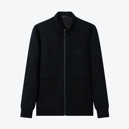 Qipai wool-containing stand-collar jacket men's fashion casual geometric jacquard knitted jacket