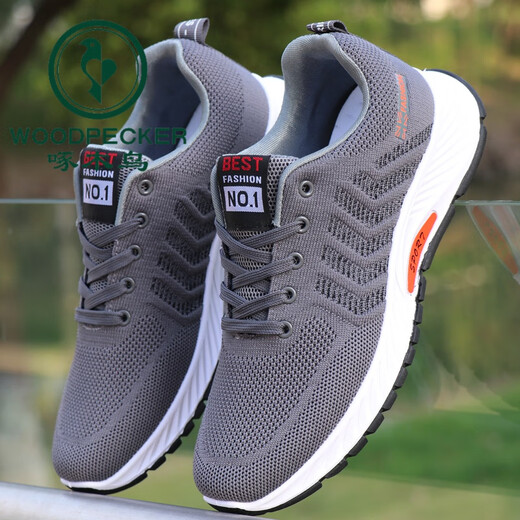 Holzspecker Herrenschuhe Frühling und Herbst atmungsaktiv und anti-fähige Mesh-Schuhe für Gelegenheitssportschuhe für Herren-Sportschuhe weicher Sohle nicht rutschresistenter Arbeitschuhe A-881 Black 40 (Standardgröße)