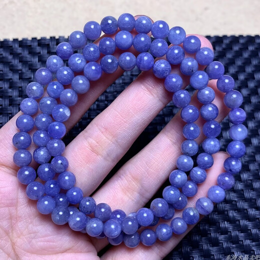 Henglijia Natural Ocean Heart Tanzanite Three Circle Bracelet Buddha Beads Purple Sapphire Crystal Bracelet Tanzanian Gemstone Jewelry for Women (A102) Approximately 5.1-5.2mm