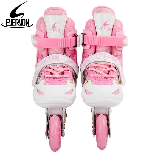 Evervon Roller Skates Children's Roller Skates für Jungen- und Mädchen-Rollschuhe KJ-337 Pink Protective Gear Helm M Größe für Größen 35-38