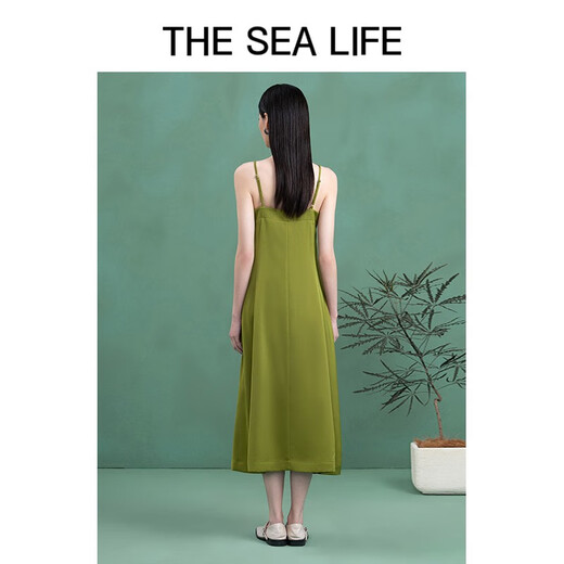 THE SEA LIFE连衣裙女欧海一生吊带连衣裙秋冬轻奢旅游VB12113 苔藓绿 S