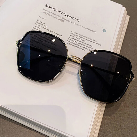 Mijilin 2022 new style sunglasses for women, sun protection, slimming, large frame, fashionable Korean version, Internet celebrity, same style, versatile sunglasses, transparent pink, glasses + mirror box + mirror cloth