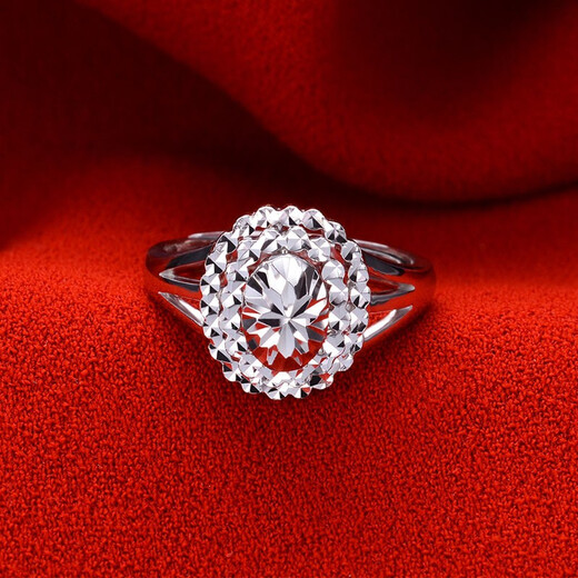 Yuan Shengfu's new PT950 oval imitation diamond platinum ring, fashionable women's platinum ring, adjustable and lively, shiny 7.35g