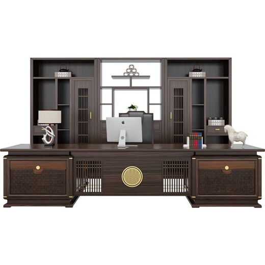 Qunru Chengyu (JEFUISML) solid wood boss desk desk new Chinese style simple executive desk president supervisor desk North American ash wood office boss chair