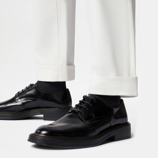 TOD S End of Season Special Official Men's Leather Lace-Up Shoes Business Casual Commuting Leather Shoes Men's Shoes Black 43