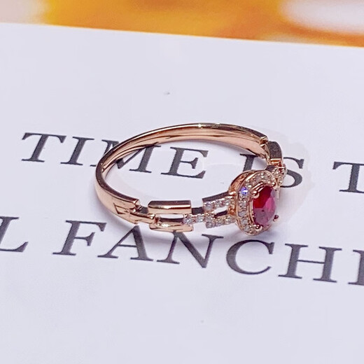 Eba Jewelry Pigeon Blood Red 0.5ct Ruby Ring 18K Gold Inlaid with Diamond Ring for Girlfriend’s Birthday Gift 0.5 Carat Size Message (Spot Size 9 to 20)