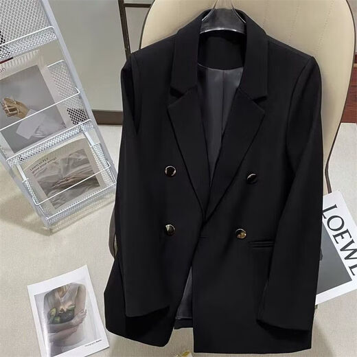 KAHTOP2026 Spring and Autumn New Style Small Suit Jacket Women Korean Style Straight Casual Fashion Temperament Slim Suit Top MIM Black XL 115-125Jin Jin is equal to 0.5 kg