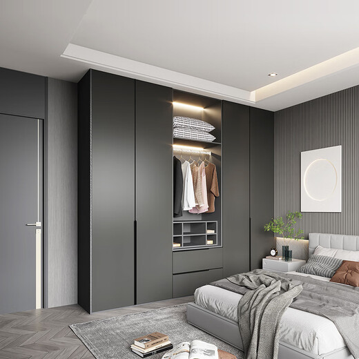 Sophia Wardrobe Bedroom Wooden Furniture Integrated Large Wardrobe Aluminum Door Frame Swing Door Wardrobe Cloakroom Customization Membership Premium