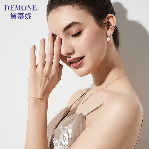 Damuni 18k gold four-leaf clover pearl earrings AU750 freshwater pearl earrings light luxury earrings for Valentine's Day gift red agate 18K yellow gold