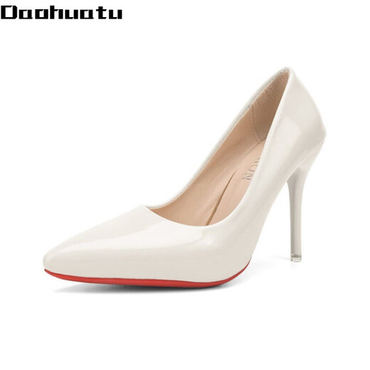 Daohuatu 45 large size men's shoes 20 autumn new pointed toe stiletto sexy women's high heels cross-dressing transvestite 43 beige 10cm 35