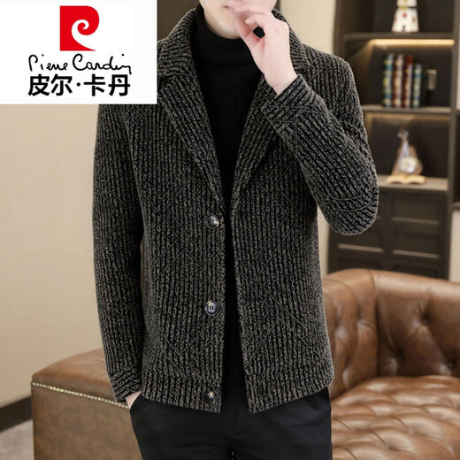 Pierre Cardin 2025 Neue High-End-Luxus-Wolljacke für Männer Herbst und Winter Freizeitanzug Halsband Jacke für Männer verdickte Stil hellgrau 6636 4xl (165 ~ 185jin [Jin gleich 0,5 kg])