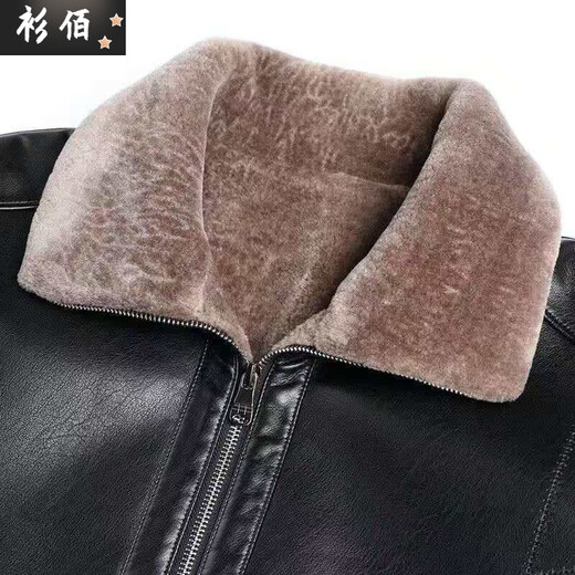Chaoyunyue winter middle-aged men's velvet thickened leather jacket, dad's warm leather jacket, middle-aged and elderly winter clothes, grandpa's outfit, brown fur one piece 2XL 185/104A recommended 145-160Jin Jin equals 0.5 kg