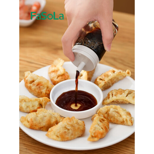 FaSoLa glass oil pot home kitchen gravity pour cooking oil tank does not drip oil soy sauce vinegar seasoning bottle container oil bottle (gray white) 100ml