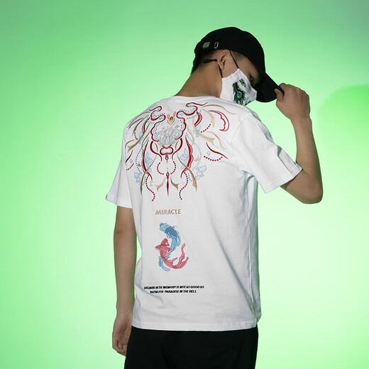 2024 T-shirt de coton pur à la mode pur et à manches courtes à manches courtes de style chinois pour hommes de style chinois PHOENIX BROIDEMBRÉE À LA SIME DE LA SIMEAGE DE LA SIME DE LA SIMEAGE 681 (155-170jin [Jin est égal à 0,5 kg]))).