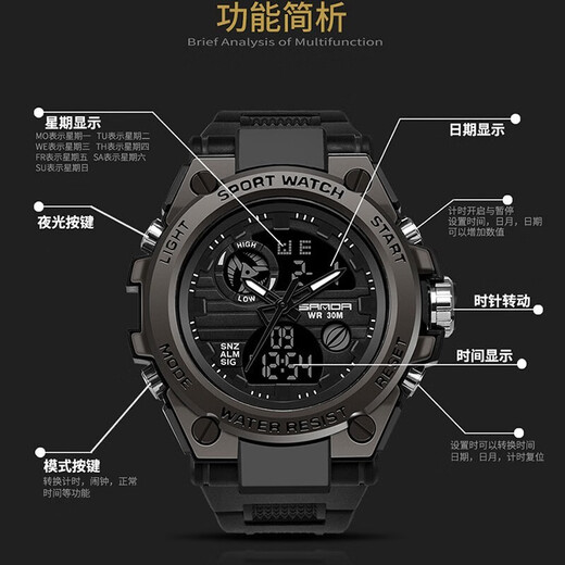 [Cadeau incontournable pour le début de la saison scolaire] Raelli Electronic Watches for Men Students, Fashion and Fashion Teenagers Outdoor Sports Multifinectional Sports Lumineux Affiche électronique Electronic pour les élèves du secondaire, Cadeaux d'anniversaire des étudiants pour 739. Black and Bleu