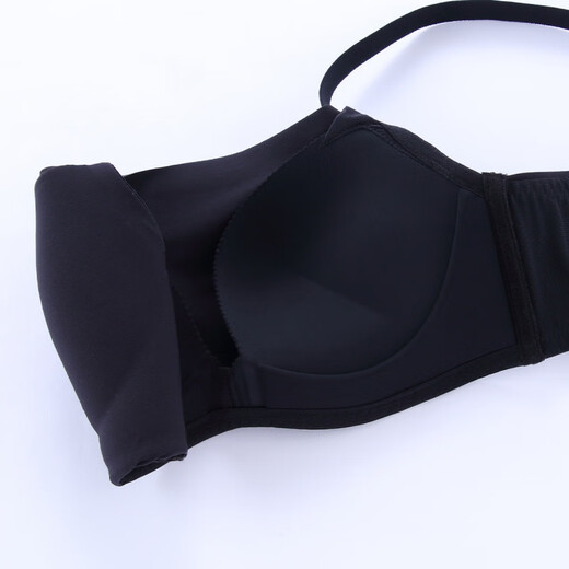 Fenyi small breasts push up to make the cup bigger, no steel ring, thin upper part, thick lower part, anti-exposure tube top, adjustable underwear bra 8246, black 70B/32B