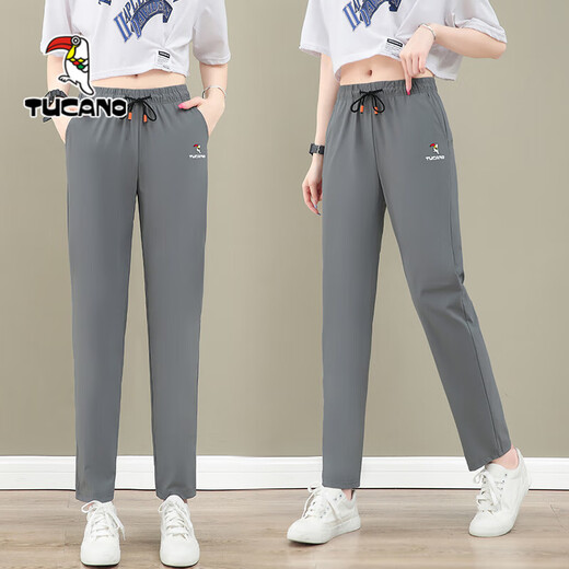 Pic de bois (Tucano) 2024 Pantalon de soie de glace d'été ultra-mince pour femmes Sports Pantalon droit à séchage rapide pour les femmes Summer Breathable FZ761 Black 2xl Poids recommandé autour de 125-140