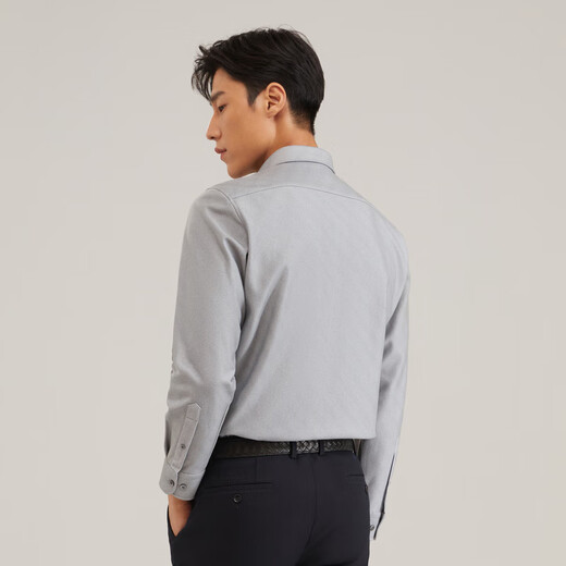 雅戈尔（YOUNGOR）长袖衬衫男保暖衬衫双层复合面料不易皱垂性好保暖舒适 灰色VLBN119759DBA 42