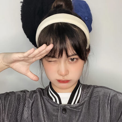 Ting white retro suede simple headband high skull temperament wide-brimmed hair headband internet celebrity hairpin female Korean sponge headband 4 suede cotton black