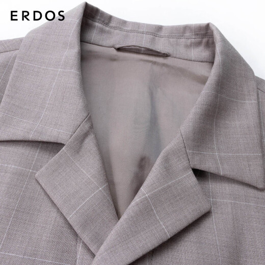 ERDOS 春夏商务休闲简约舒适软糯顺滑含羊毛时尚百搭男上衣夹克外套 中驼格形 L 175/96A