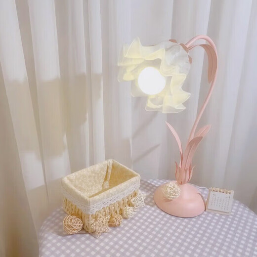 蒂凡尼亚卧室床头灯ins法式田园风网红花朵台灯温馨浪漫少女复古房间灯具 BTYL6622-1三色绿