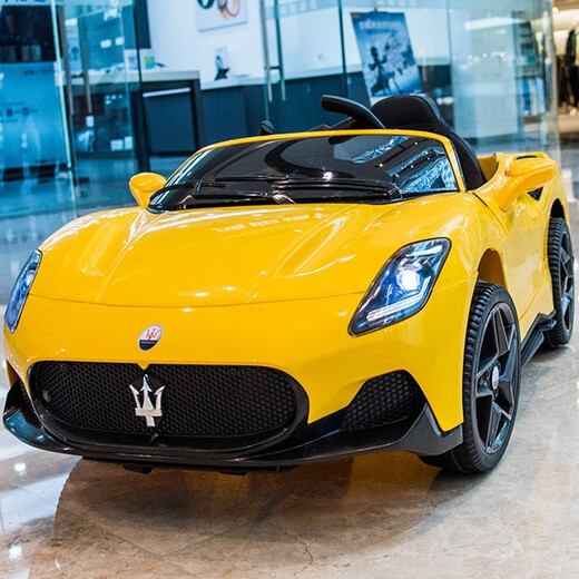 Yanju children's electric car four-wheel car with remote control toy car swing can sit men and women children baby battery stroller top with white four-wheel drive + leather seat + 12V7 large battery