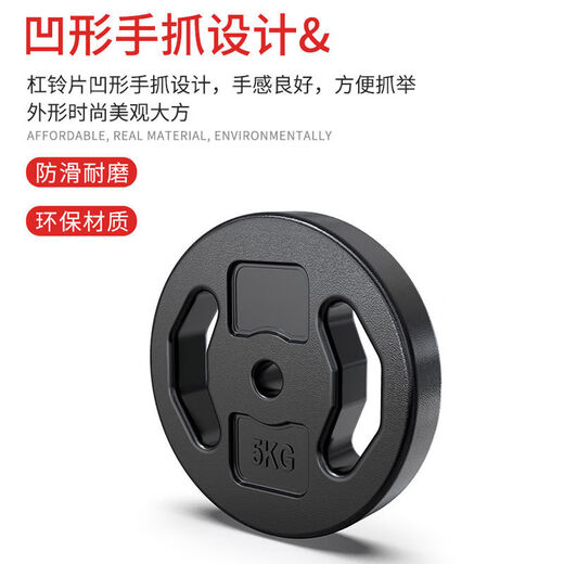 OUOETY fitness discus barbell piece hand-grabbed small hole piece rubber-coated dumbbell piece equipment rocker weight piece hand-grabbed barbell piece 10 kg 1 piece