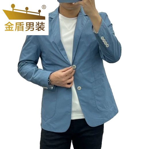 金盾（JINDUN）轻熟风纯色简约轻薄西服外套春秋款商务休闲高端男装西服外套男士 深蓝色 2XL