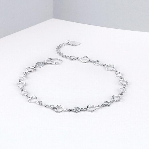 Saturday Fortune (ZLF) PT950 platinum bracelet for women, sparkling and versatile heart-to-heart bracelet for your girlfriend 16cm + tail chain 2cm -3.16g