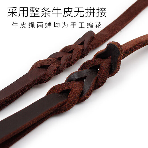 Dog cowhide traction rope traction belt medium and large small dogs golden retriever German shepherd dog walking rope leather rope p chain dog leash 1.5cm wide pure copper hook cowhide leather traction rope material 1.5 meters (actual length 1.2 meters)
