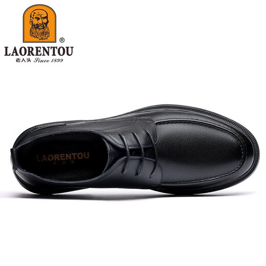 Alter Mann des Mannes (Laorentou) Business Casual Lederschuhe für Herren Frühling und Herbst Atmungsfreie Kleidung-resistente Kopf Leder-Schnürschuhe Hochzeitsschuhe Daddy Schuhe La13067 Black 41