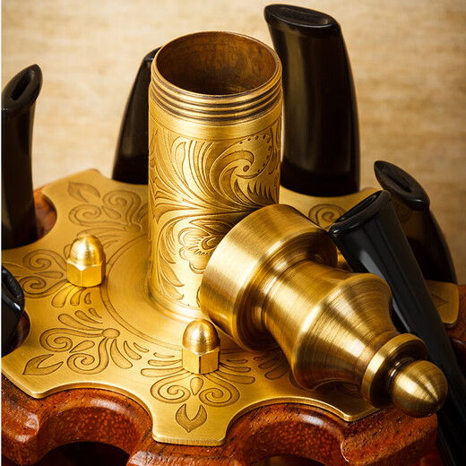 Lubinski Rubinsky Soporte de tubería de madera maciza Madera de piña Madera de 8 paquetes de 8 paquetes de tubería de posposición rotatoria Yja-12004 Color de té