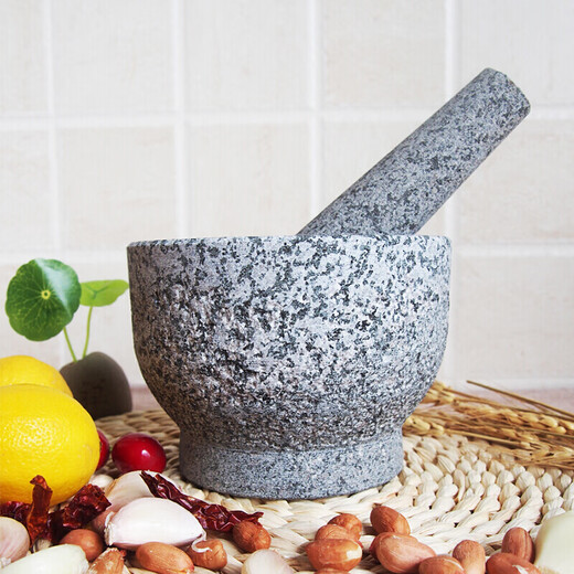 YEIES marble granite garlic pounder stone mortar household old-fashioned stone nest stone large bowl garlic paste grinding