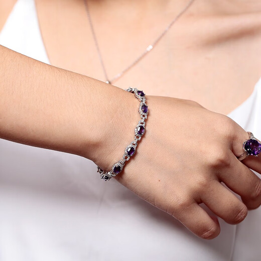 GEM STONE KING amethyst bracelet 8.55 carat amethyst 925 silver inlaid with colored gemstones as a Goddess Day gift for your girlfriend