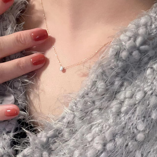 Fat Donglai's same style 18K gold booger diamond necklace Japanese agete stone 18k gold clavicle chain pendant 30 points diamond