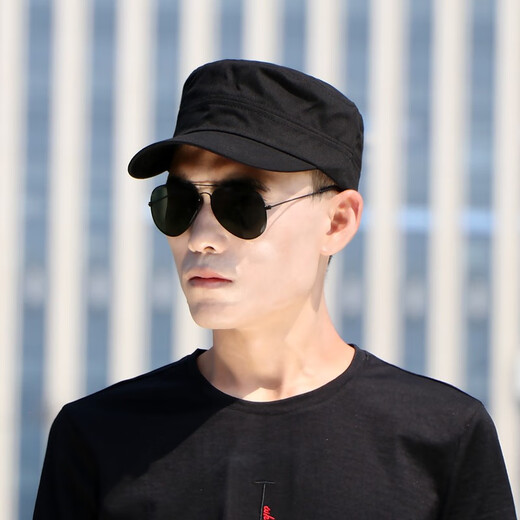 Nozhi Meng New Men's Short-Brim Flat Top Hat Men's and Women's Alphabet Fashion Peaked Cap Baseball Hat Men's Sun Hat NM017 Metallic Black One Size Adjustable