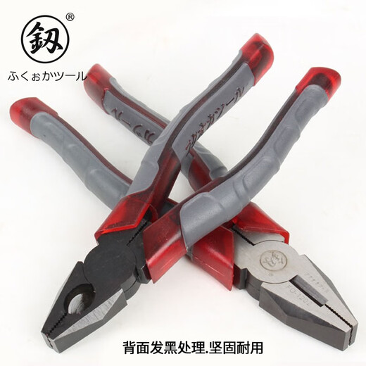 釰福冈工具 钢丝钳工业级老虎钳子大力钳断线钳工具 8寸 FO-1203