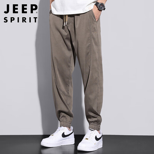 JEEP SPIRIT吉普休闲裤男夏季潮流工装裤子莱赛尔哈伦九分男裤 咖啡色 XL 