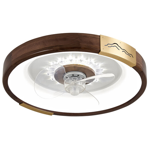 Kupferherz Muyun Neues chinesisches Lüfter Licht neues modernes Schlafzimmer Schwarzes Walnusslampen Restaurant Home Integrated Deckenleuchte J9756 Länge 50*50 cm-wuji Dimmgürtel Fernbedienung