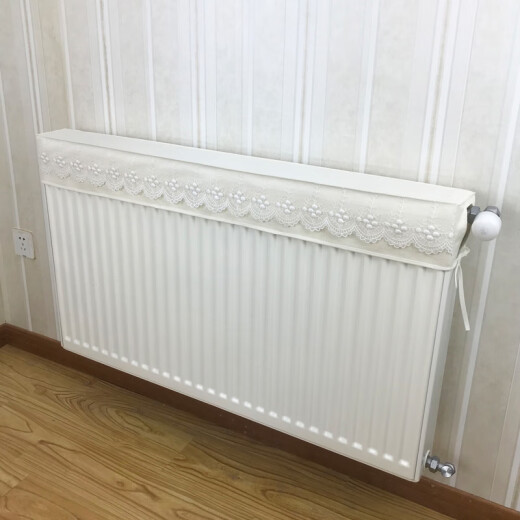 European light luxury radiator cover cotton and linen fabric heating cover heating jacket radiator anti-blackening dust cover decoration high-density pure white + lace edge length 160cm thickness 10cm valve left