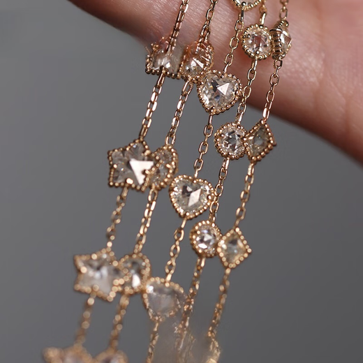 Beiyou original design Galaxy Pouring Moissanite non-diamond dream come true double-sided 14k gold bracelet does not support 7 days without reason