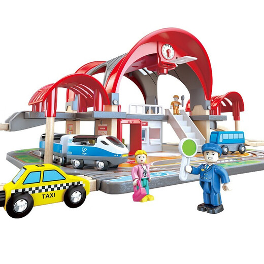 Hape Deutschland Hape Bahngleis Spielzeug Holzbaubaubaugruppe Set Multifunktion Kinderzug Spielzeug Luxus-Bahnhof E3725